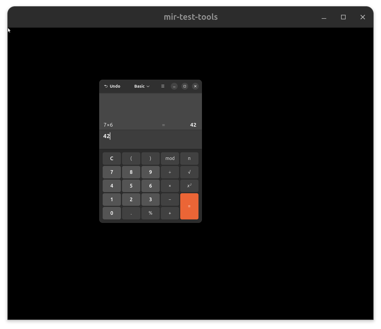 The calculator calculating a simple formula.